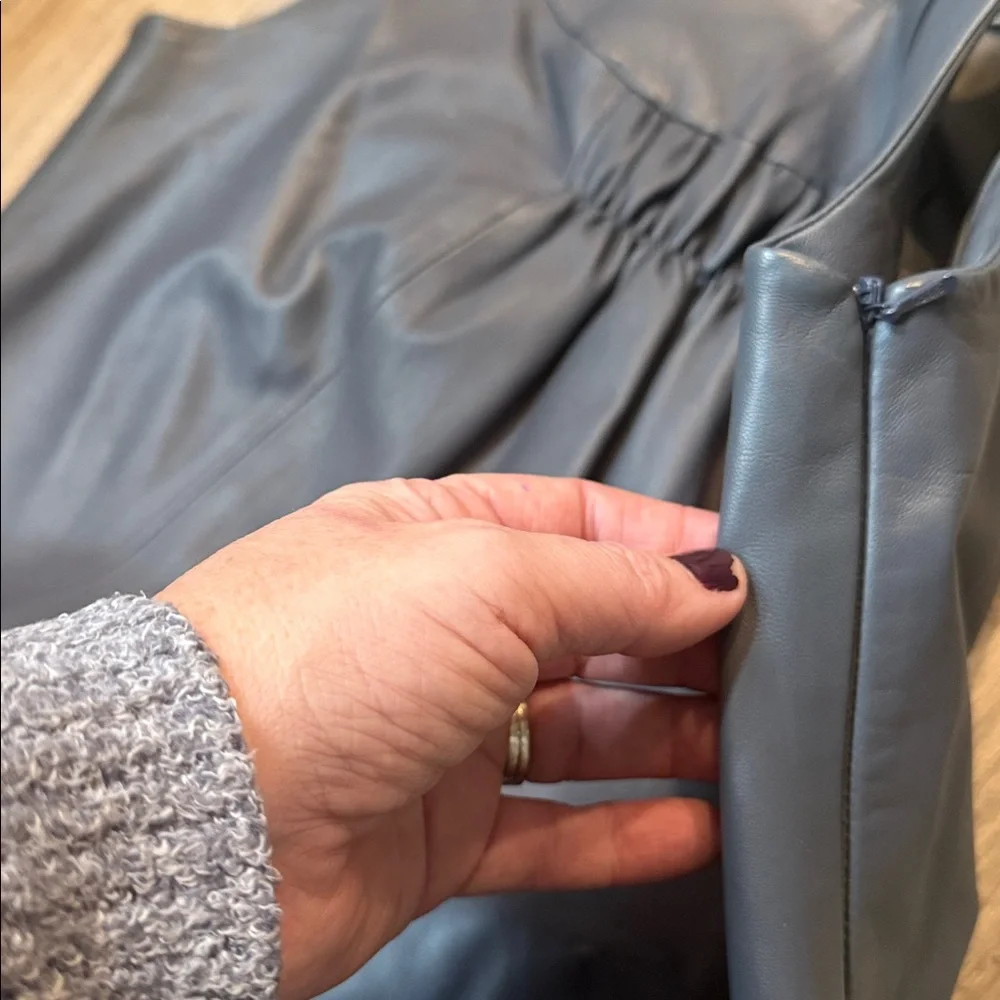 Marks & Spencer Autograph Gray‎ Leather Shift Dress Modern Minimal US 6 UK 10